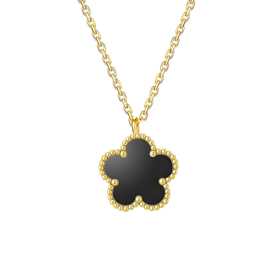 Noir Bloom Necklace 🖤. 18K Gold Plated Steel